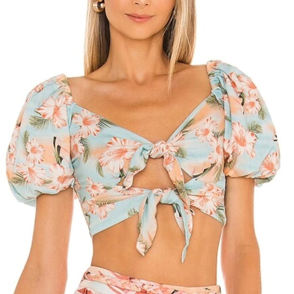 NWT Agua Bandita Bailee Luau Top in Baby Blue